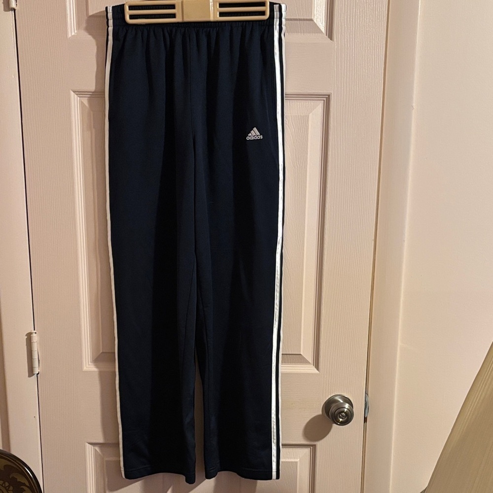 Adidas Kids Dark Blue Joggers with White Stripes